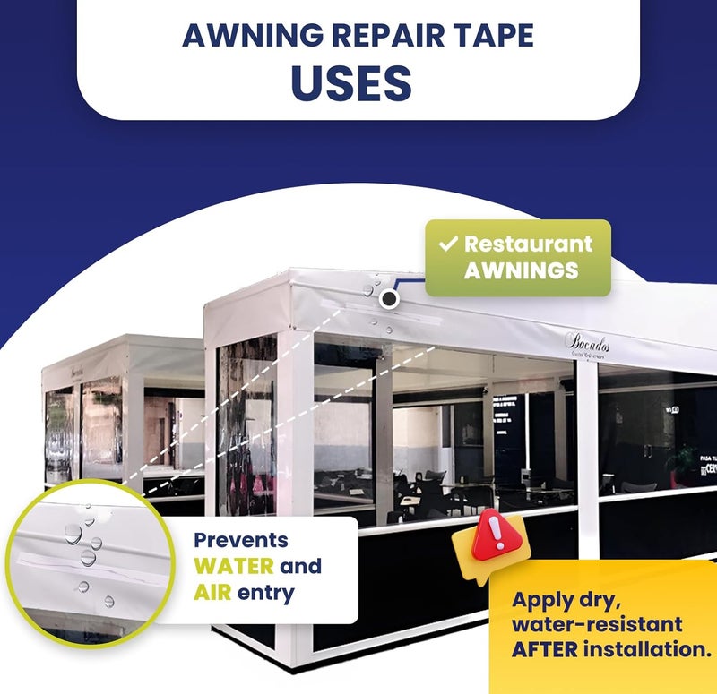 INNODIYTECH Greenhouse Tape Heavy Huty Waterproof | 3.94"W x 4.92 ft L | Transparent, Polyvinyl Chloride, Durable, Adhesive, Easy to Apply Quick Patch also aquaseal for awning tape, Pools, Boats, Camping, Tents. - Image 5